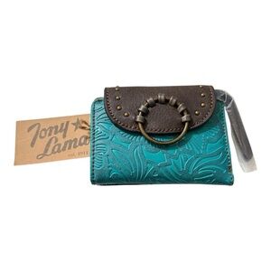 Tony Lama Women’s RFID Wallet – Turquoise & Brown